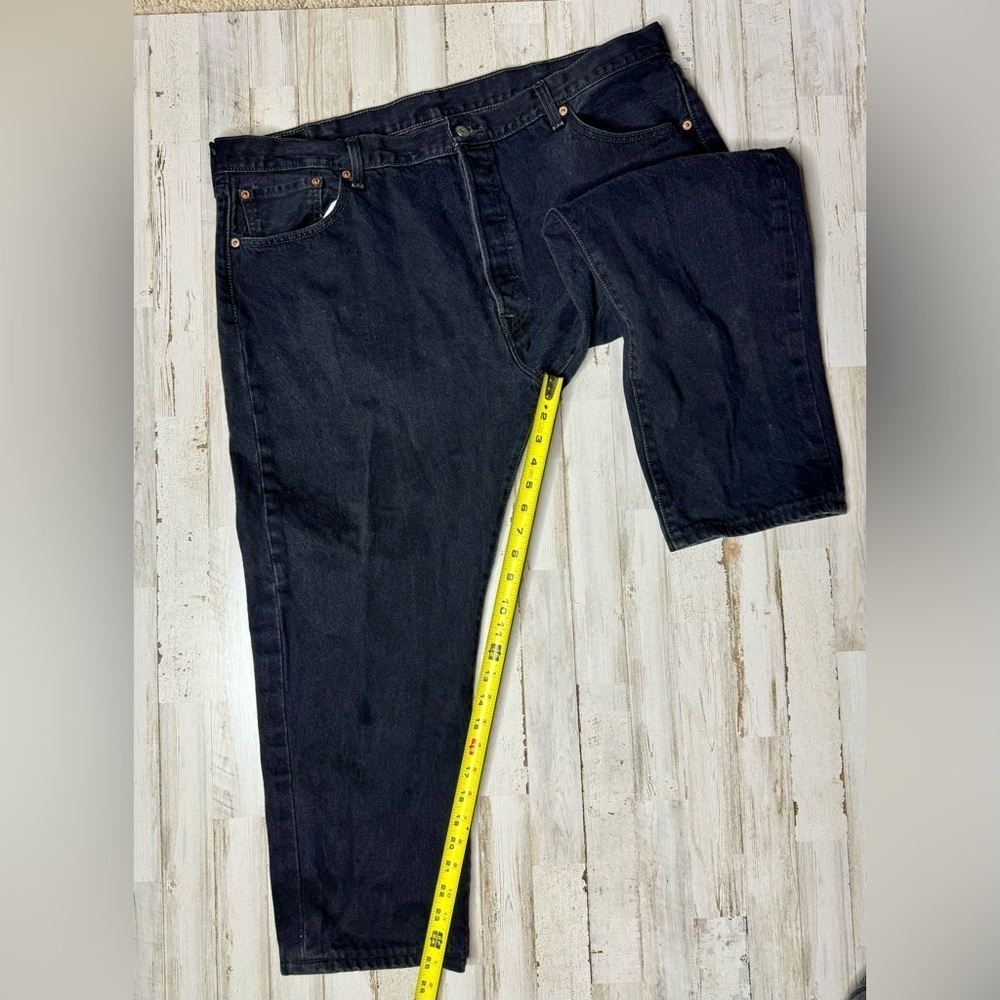 Levis 501 Straight Jeans Women's Size 42x32 Button Fly Stretch Denim Black - Picture 6 of 10